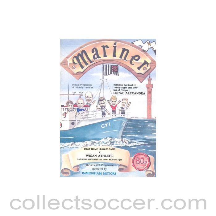 1990 - Grimsby Town v Crewe Alexandra official programme 28/08/1990 Rumbelows Cup