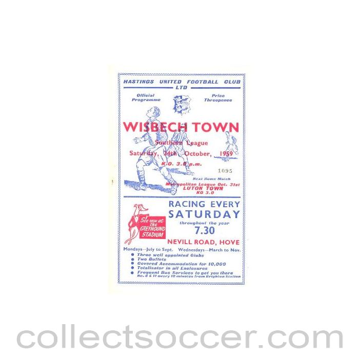 1959 - Hastings v Wisbech Town official programme 24/10/1959