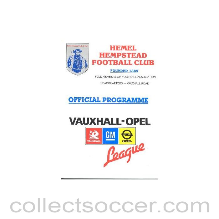 1987 - Hemel Hempstead Town v Jonkoping Sodra Sweden official programme 02/11/1987