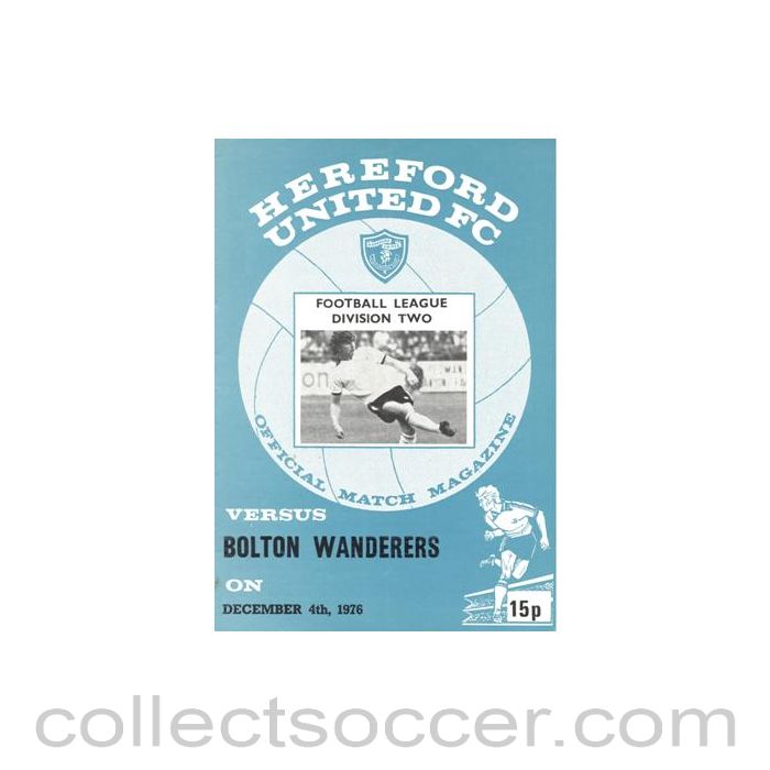 1976 - Hereford United v Bolton Wanderers official programme 04/12/1976 Football League