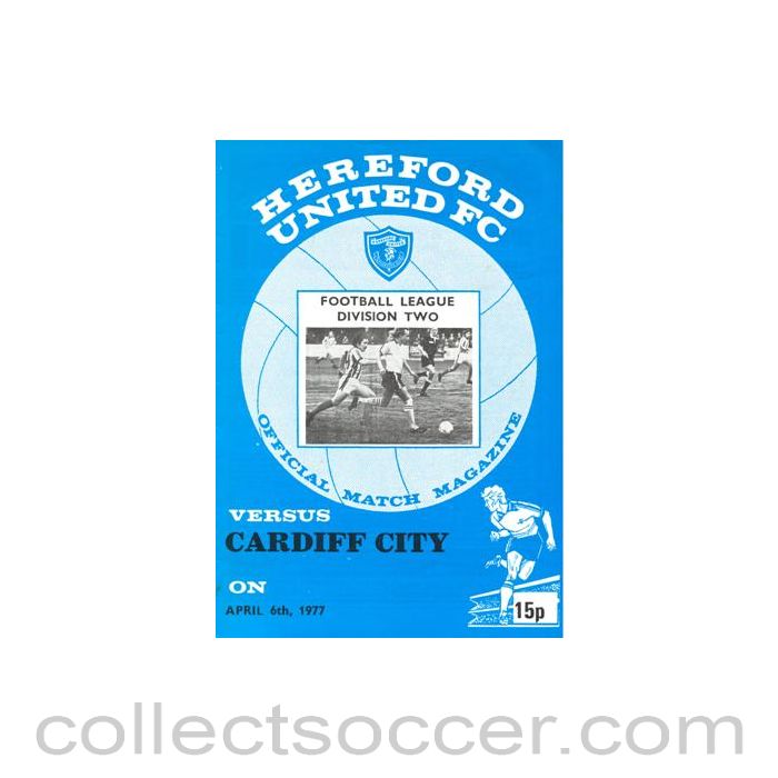 1977 - Hereford United v Cardiff City official programme 06/04/1977 Football League