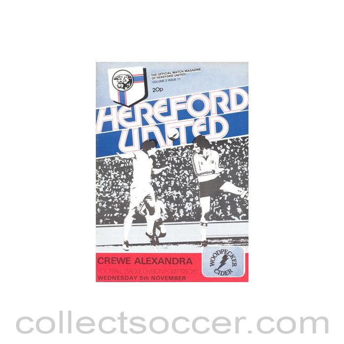 1980 - Hereford United v Crewe Alexandra official programme 05/11/1980 Football League