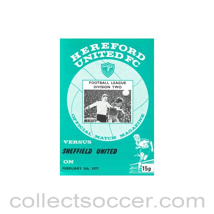 1977 - Hereford United v Sheffield United official programme 05/02/1977 Football League