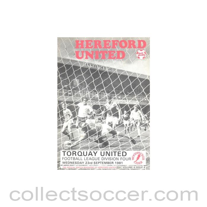 1981 - Hereford United v Torquay United official programme 23/09/1981 Football League