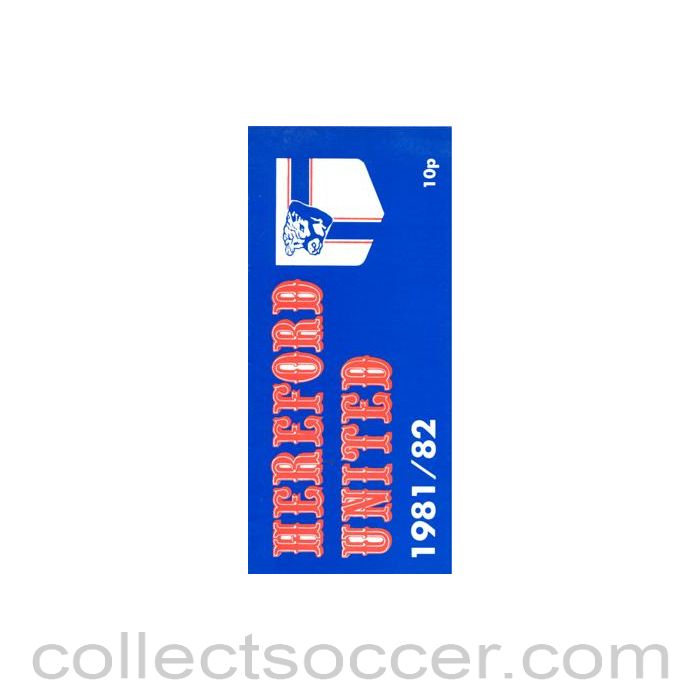 1981 - Hereford United fixtures 1981-1982