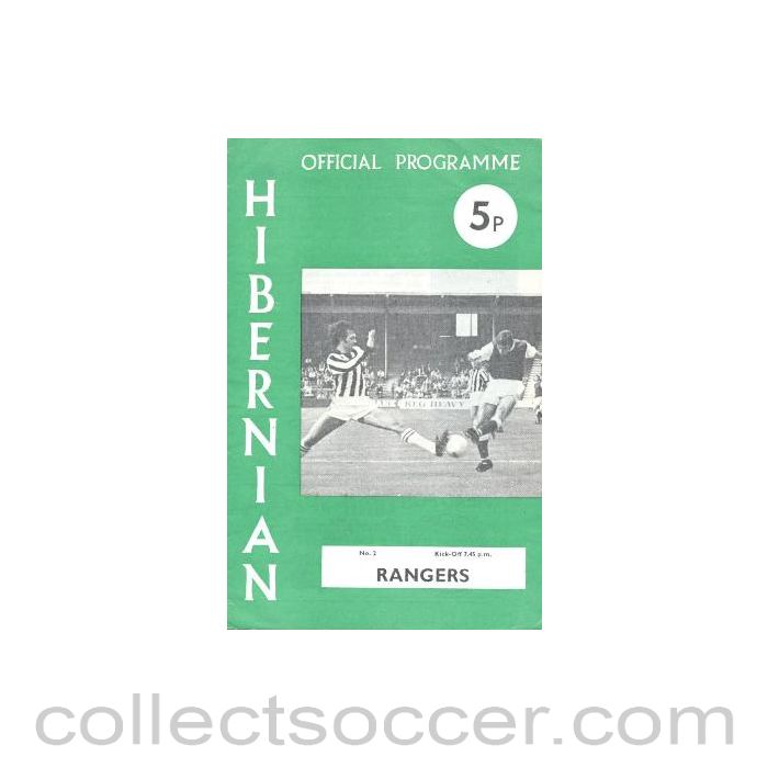 1973 - Hibernian v Glasgow Rangers official programme 01/08/1973 Drybrough Cup Semi-Final