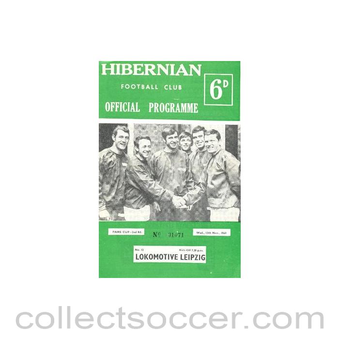 1968 - Hibernian v Lokomotive, Leipzig, East Germany official programme 13/11/1968 Intercities Fairs Cup