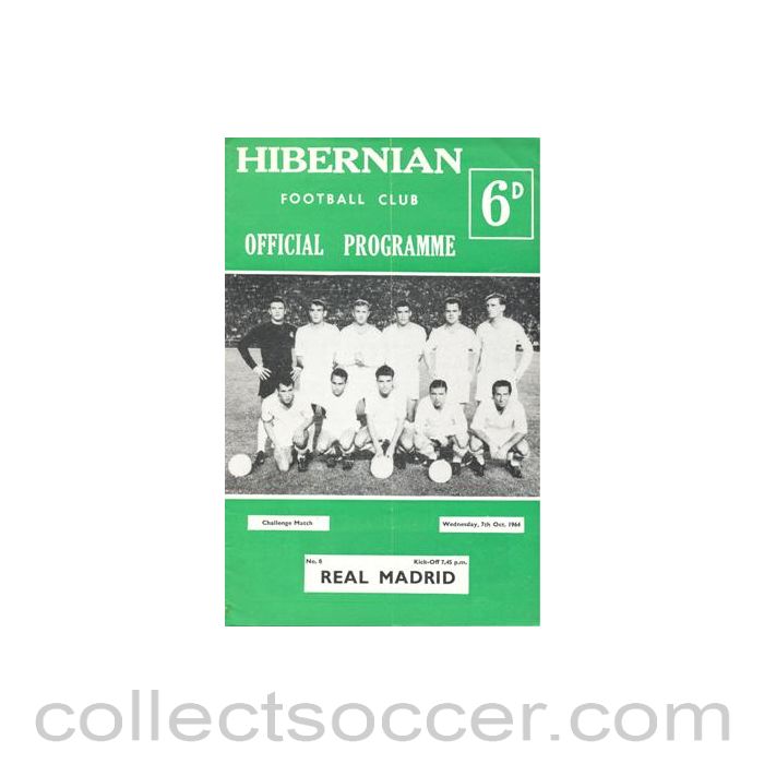 1964 - Hibernian v Real Madrid official programme 07/10/1964 Challenge Match