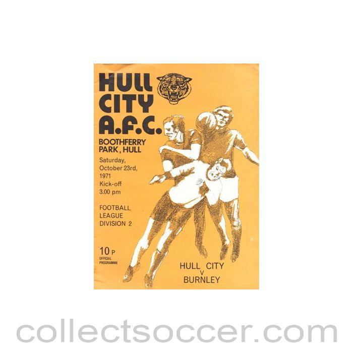 1971 - Hull City v Burnley official programme 23/10/1971 Football League Cup
