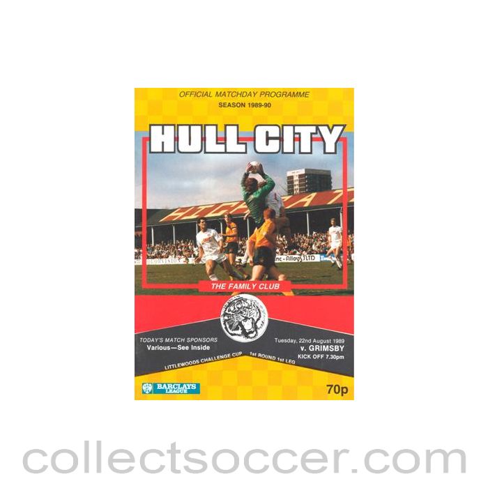 1989 - Hull City v Grimsby Town official programme 22/08/1989 Littlewoods Cup