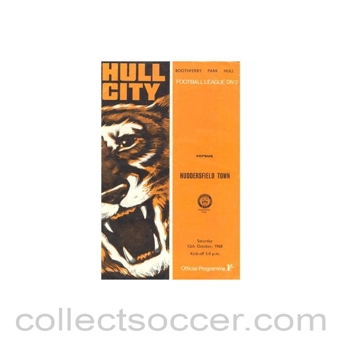 1968 - Hull City v Huddersfield Town official programme 12/10/1968 Football League Cup