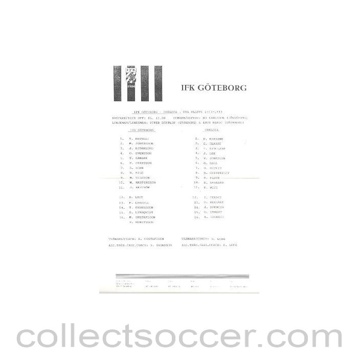 1993 - IFK Goteborg vChelsea official programme 27/03/1993