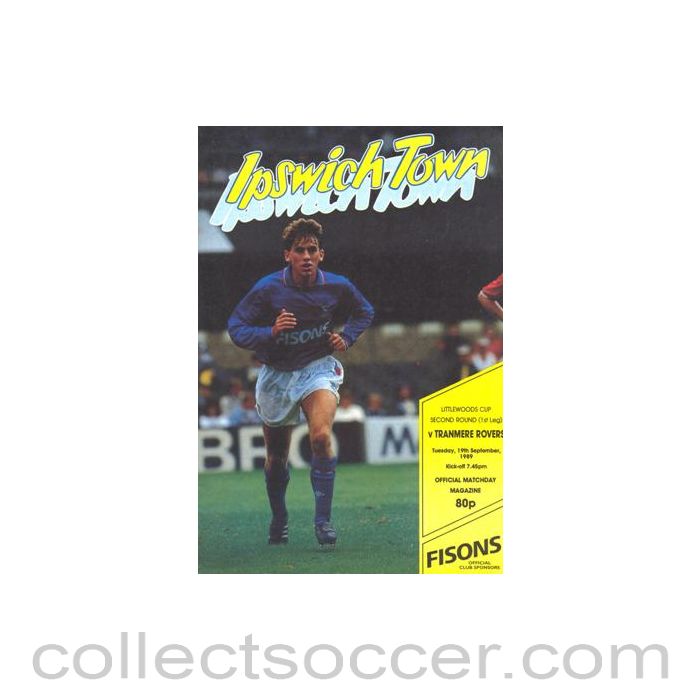 1989 - Ipswich Town v Tranmere Rovers official programme 19/09/1989 Littlewoods Cup