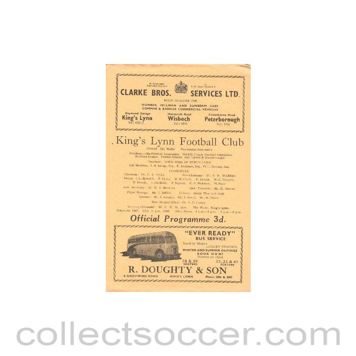 1958 - King's Lynn v Bedford official programme 13/09/1958