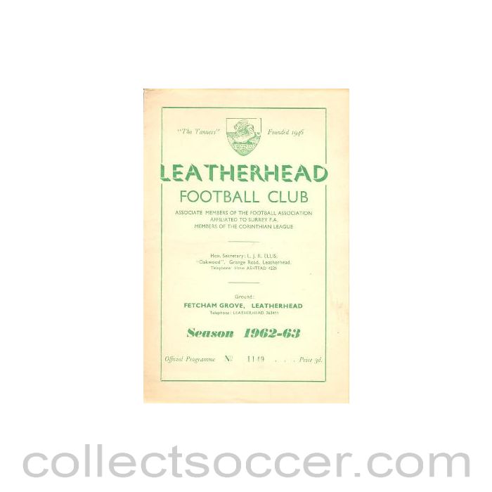 1962 - Leatherhead v Wimbledon official programme 08/09/1962