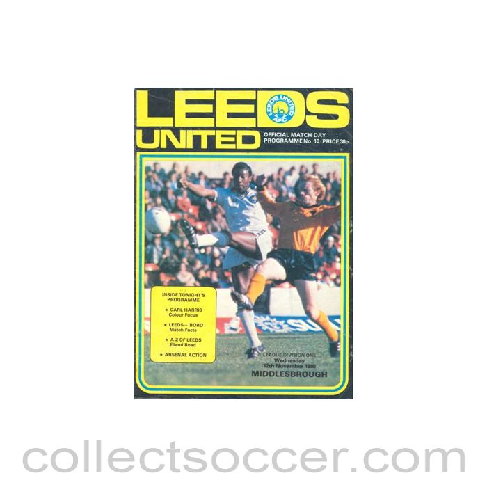 1980 - Leeds United v Middlesbrough official programme 12/11/1980 Football League
