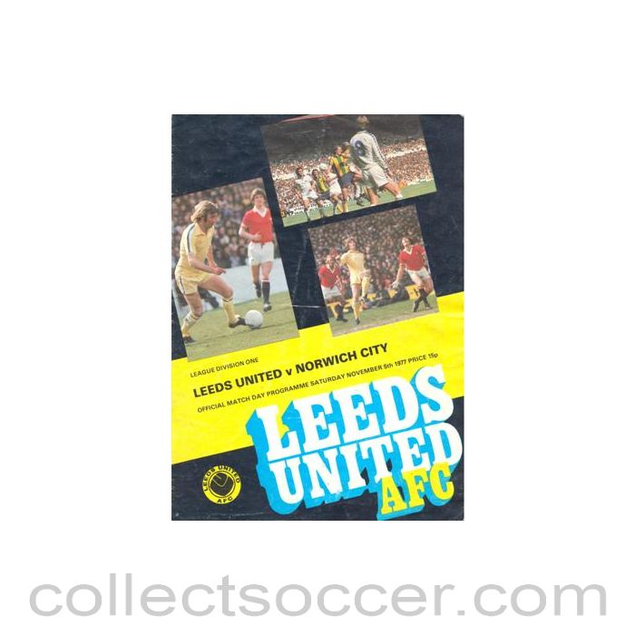 1977 - Leeds United v Norwich City official programme 05/11/1977 Football League