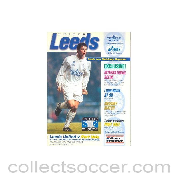 1996 - Leeds United v Port Vale official programme 21/02/1996 F.A. Cup