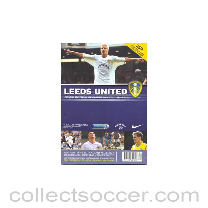 2001 - Leeds United v Bolton Wanderers official programme 08/09/2001