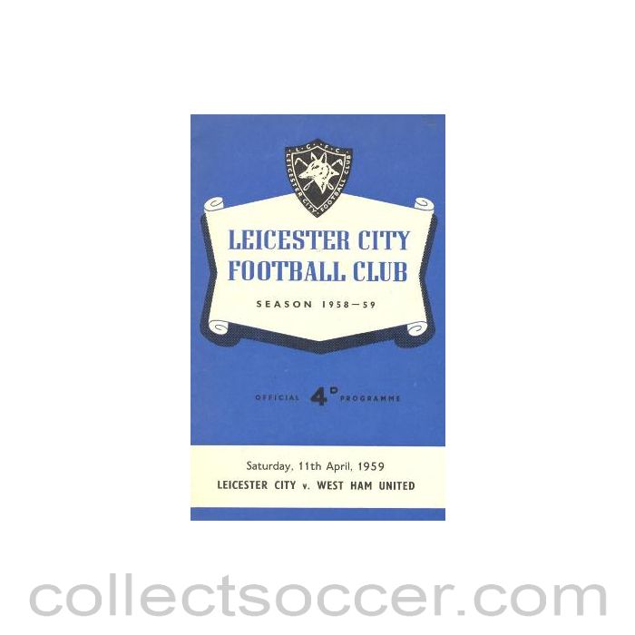 1959 - Leicester City v West Ham United official programme 11/04/1959