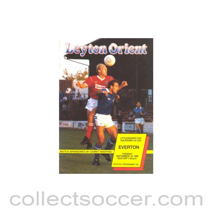 1989 - Leyton Orient v Everton official programme 19/09/1989 Littlewoods Cup