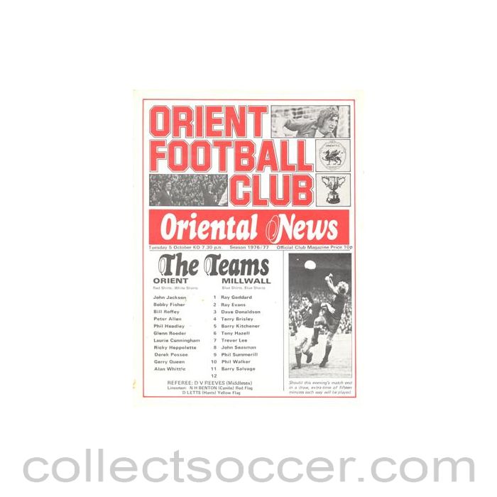 1976 - Leyton Orient v Millwall official programme 05/10/1976 Football League