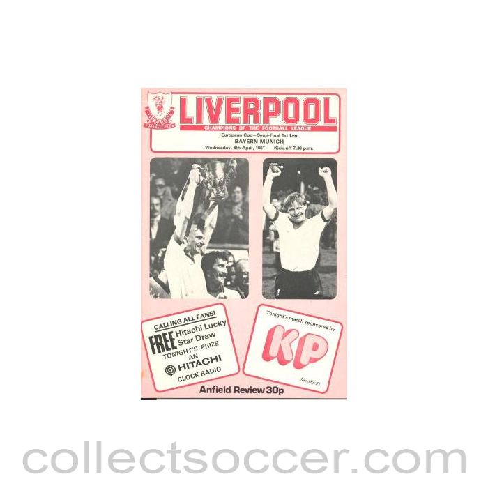 1981 - Liverpool v Bayern Munich official programme 08/04/1981 European Cup Semi-Final