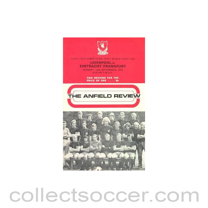 1972 - Liverpool v Eintracht Frankfurt UEFA Cup official programme 12/09/1972