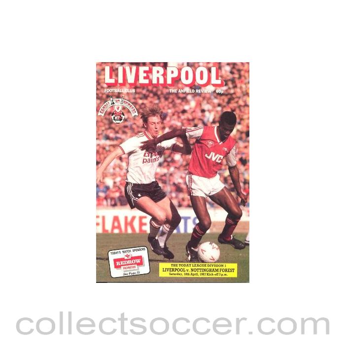 1987 - Liverpool v Nottingham Forest official programme 18/04/1987
