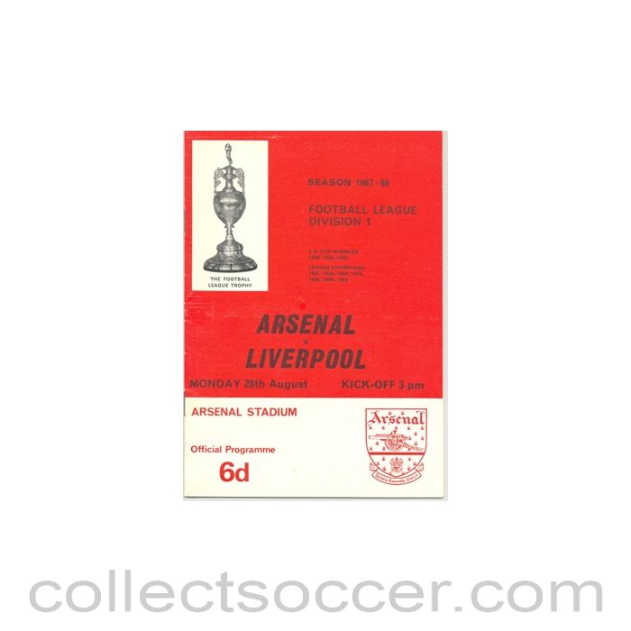 1967 - Arsenal v Liverpool official programme 28/08/1967