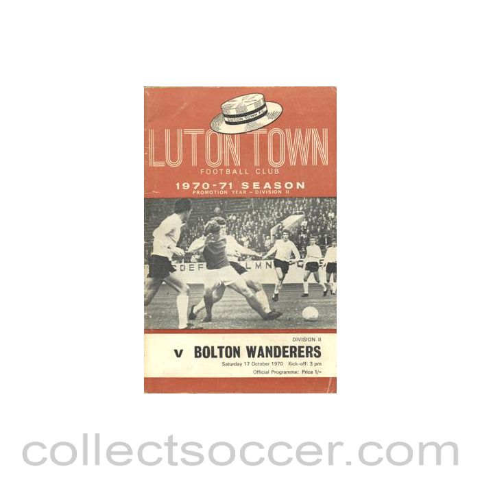1970 - Luton Town v Bolton Wanderers official programme 17/10/1970 Football League
