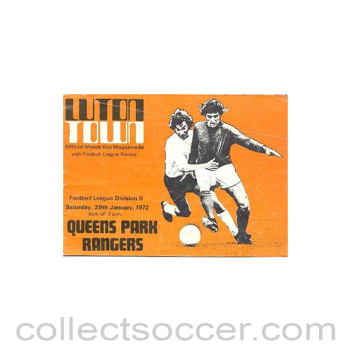 1972 - Luton Town v Queen's Park Rangers programme 29/01/1972
