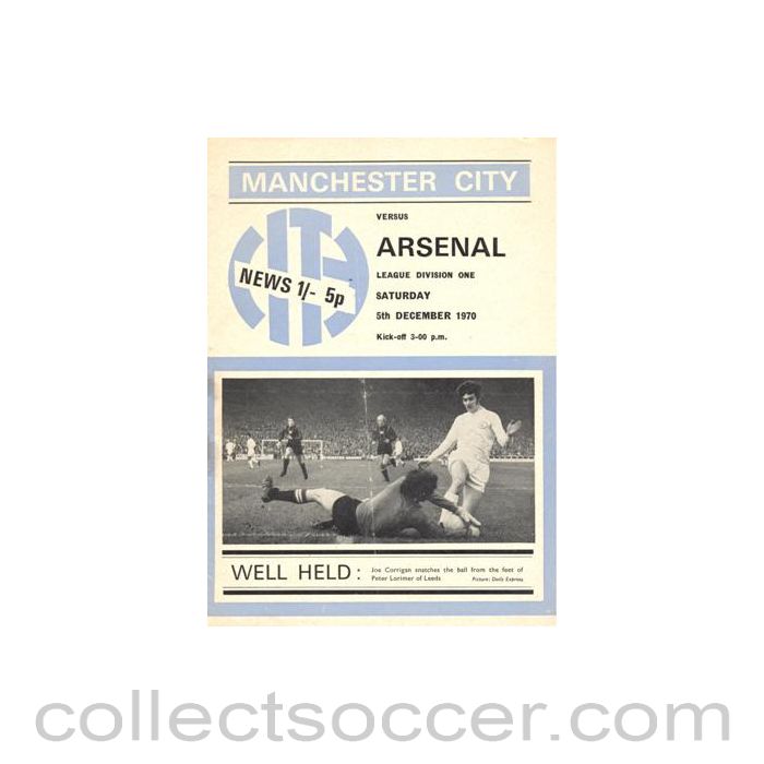 1970 - Manchester City v Arsenal official programme 05/12/1970 Football League