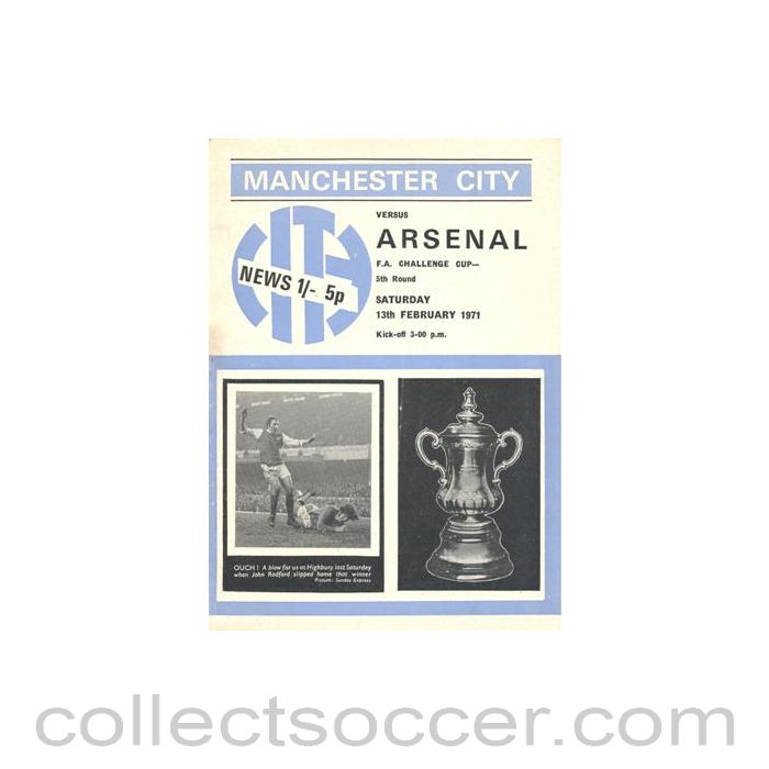 1971 - Manchester City v Arsenal official programme 13/02/1971 F.A. Cup
