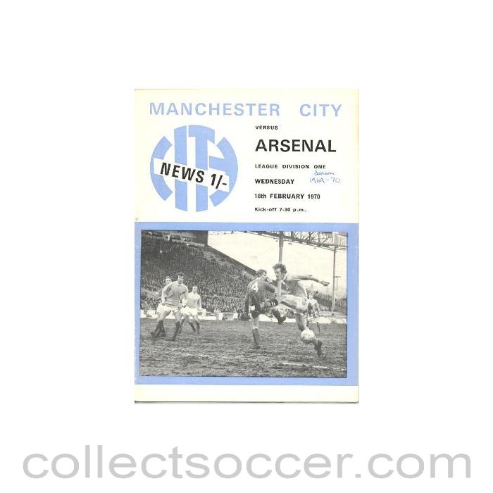 1970 - Manchester City v Arsenal official programme 18/02/1970 Football League