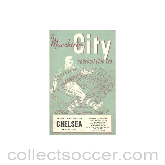 1954 - Manchester City vChelsea official programme 11/09/1954