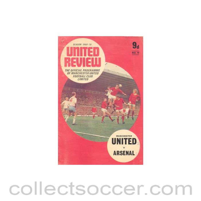 1970 - Manchester United v Arsenal official programme 10/01/1970 Football League, half price