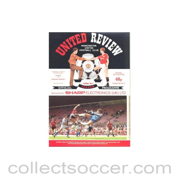 1986 - Manchester United v Charlton Athletic official programme 30/08/1986