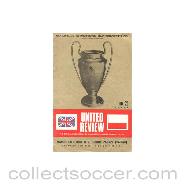 1968 - Manchester United v Gornik Zabrze Poland 28/02/1968 official programme