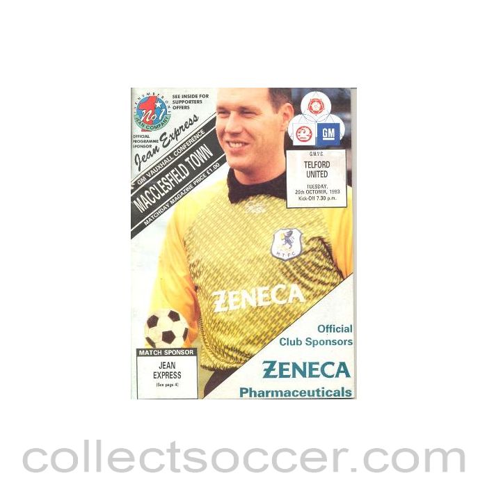 1993 - Macclesfield Town v Telford United official programme 26/10/1993