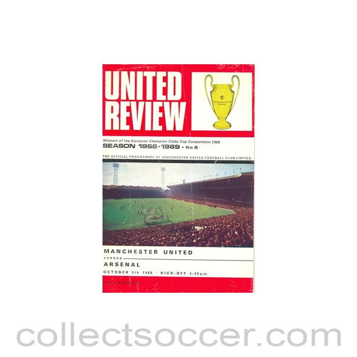 1968 - Manchester United v Arsenal official programme 05/10/1968 token cut, half price
