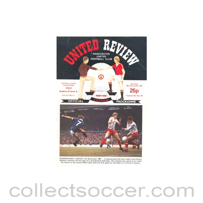 1981 - Manchester United v Brighton & Hove A. official programme 28/11/1981