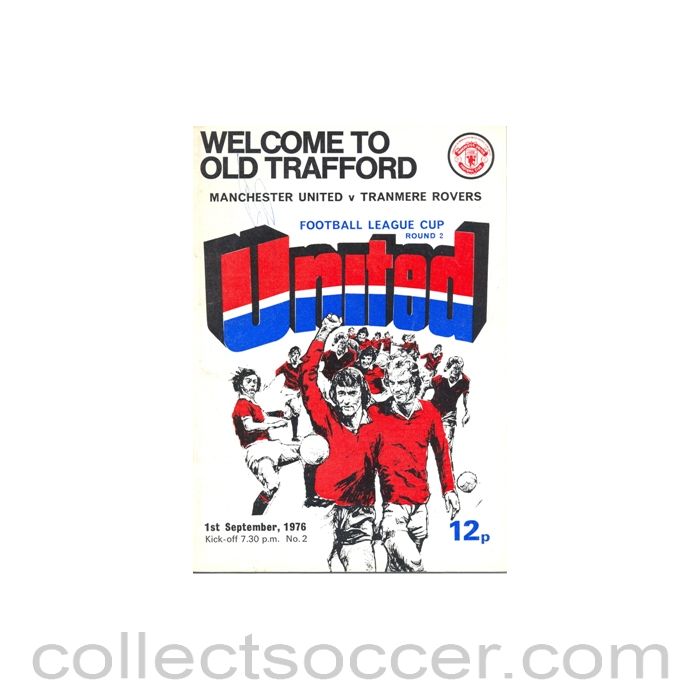 1976 - Manchester United v Tranmere Rovers official programme 01/09/1976 token cut