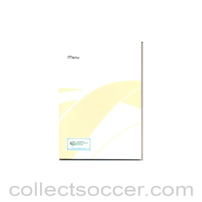 2006 - World Cup Germany 2006 England v Paraguay Square Menu , Frankfurt 10/06/2006