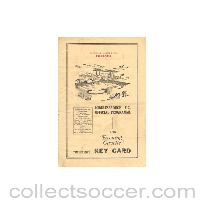 1954 - Middlesbrough v Chelsea official programme 06/03/1954