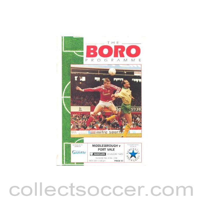 1991 - Middlesbrough v Port Vale official programme 09/04/1991 League