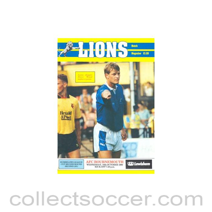 1990 - Millwall v Bournemouth official programme 10/10/1990 Rumbelows League Cup