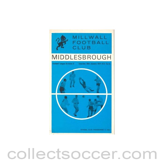1971 - Millwall v Middlebrough official programme 30/01/1971 Football League