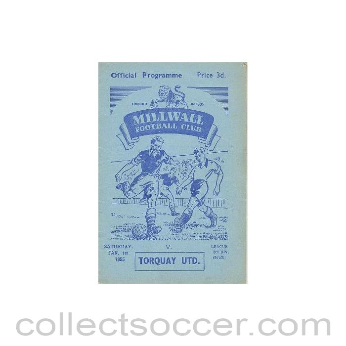 1955 - Millwall v Torquay United official programme 01/01/1955