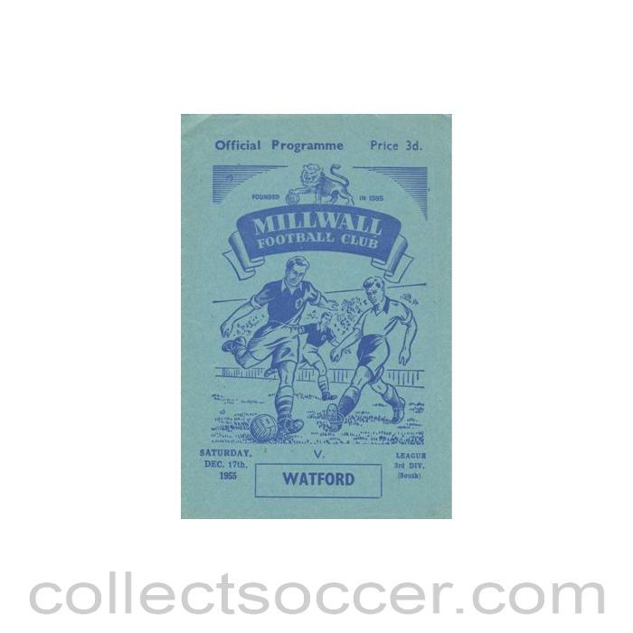 1955 - Millwall v Watford official programme 17/12/1955 signed by most players